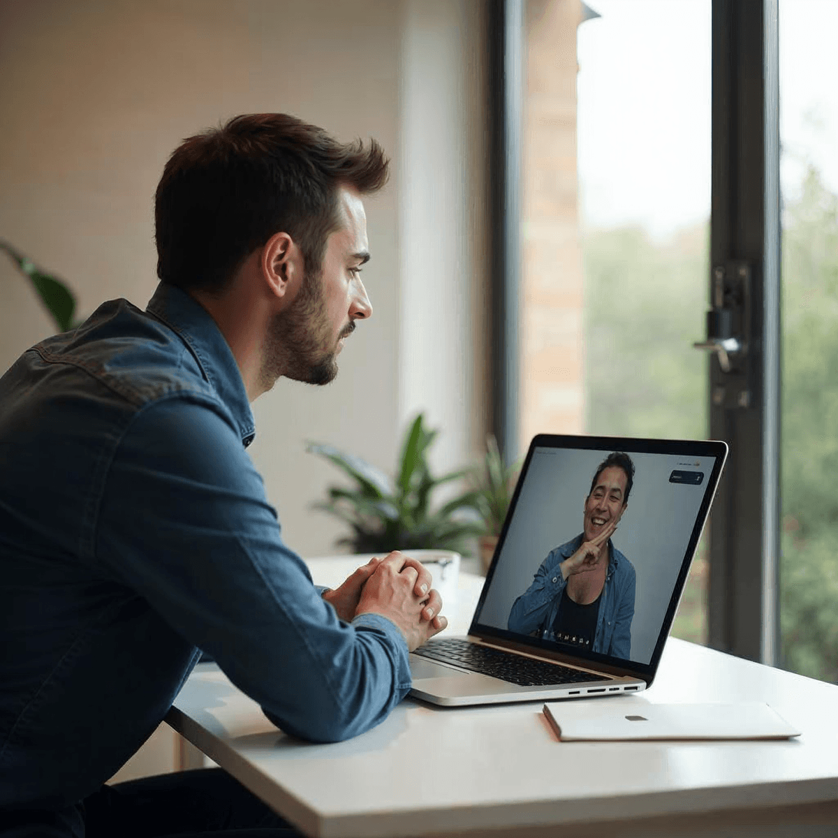 Learner in a live AI coaching video session